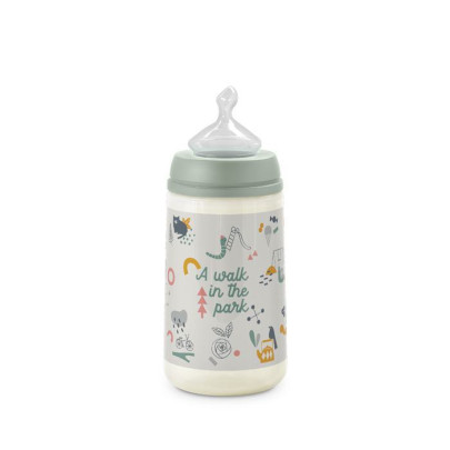 Kojenecká láhev Walk anatomická M silikon 270 ml Suavinex