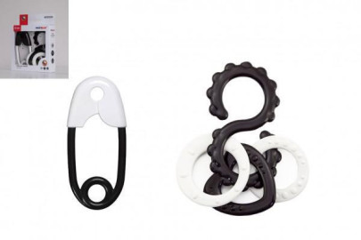 Chrastítko 2 ks černobíla plast 13 cm