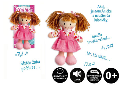 Panenka Anička hadrová plyš 20 cm slovensky mluvící 