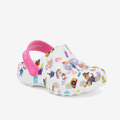 Dětské clogsy nazouváky Tlapková patrola Little Frog bílo/růž. s amuletem Coqui