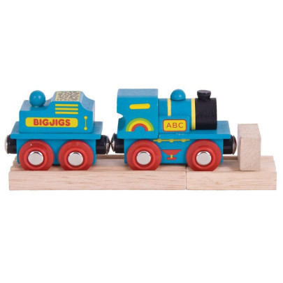 Modrá mašinka s tendrem + 2 koleje Bigjigs Rail