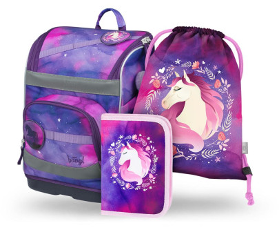 Set 3 Zippy plus Kůň: aktovka, penál, sáček Baagl