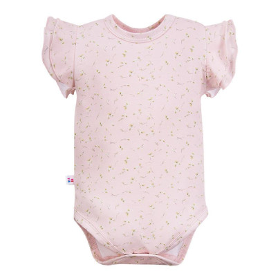Dětské body krátký rukáv s volánky Meadow květinky růžové Eevi