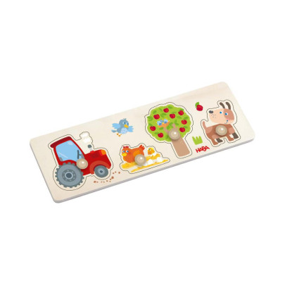 Dřevěné vkládací puzzle s úchytem Farma Haba
