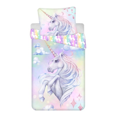 Bavlněné povlečení Unicorn "Pastel Rainbow" 200 x 140, 70 x 90 cm Jerry Fabrics