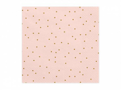 Papírové ubrousky růžové "Zlaté puntíky" 20 ks