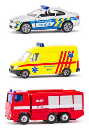 Česká verze - set mix policie, hasiči, ambulance Siku