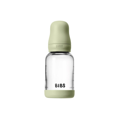Antikoliková skleněná láhev s kaučukovým dudlíkem 120 ml Bibs