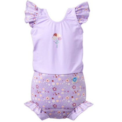 Plavky Happy Nappy kostýmek - Lilac Spring Frills s volánky Vel. XXL (2-3 roky)