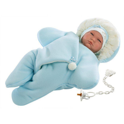 Obleček pro panenku miminko New Born velikosti 40-42 cm Llorens 3dílný modrý