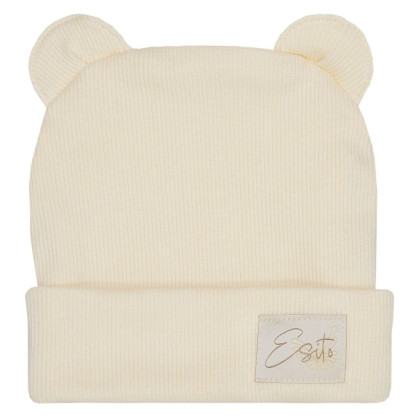 Zimní žebrovaná čepice s oušky Color Smetanová Esito