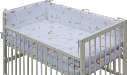 Dětská postýlka bílá s kompletní výbavou 120 x 60 cm Monta Scarlett