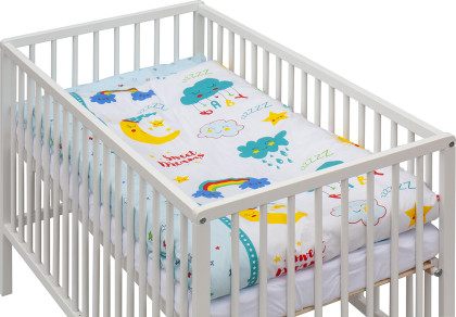 Dětská postýlka s kompletní výbavou 120 x 60 cm bílá Papilo Scarlett