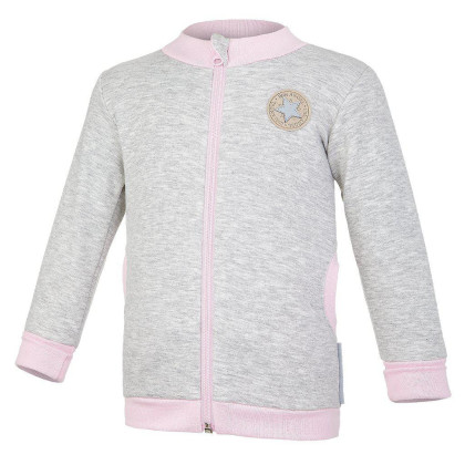 Mikina hřejivá rozepínací Šedý melír/sv.růžová