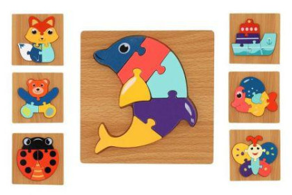 Vkládačka dřevěná zvířátka + dopravní prostředky