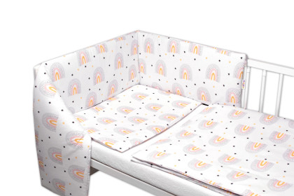 3-dílná sada Mantinel s povlečením Rainbow bílá s potiskem 120x90 cm 