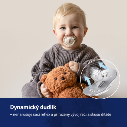Dudlík svítící silikonový dynamický 2 ks Teddy Love 6 - 18 m Lovi