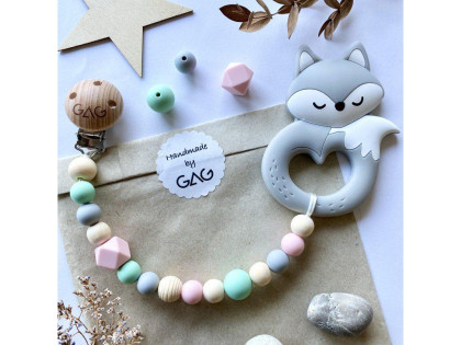 Kousátko na klipu silikonové Hryzátko lišák