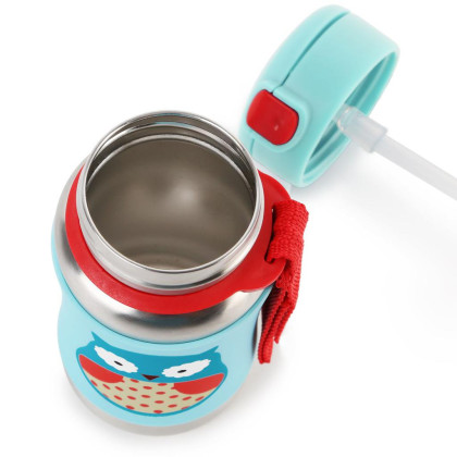 Nerezová láhev na vodu SKIP HOP Zoo s brčkem 350 ml