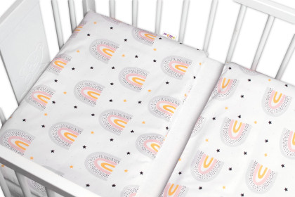 3-dílná sada Mantinel s povlečením Rainbow bílá s potiskem 120x90 cm Baby Nellys