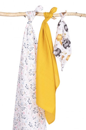 Mušelínové pleny 3 ks sada různých velikostí Sensillo 