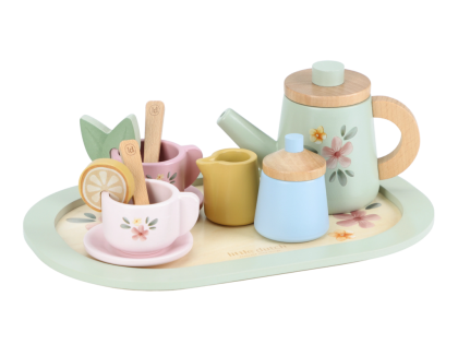 Čajový set dřevěný s květinovým potiskem Little Dutch