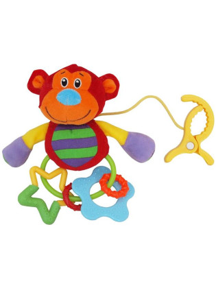 Plyšová hračka s chrastítkem opička - závěsná hračka
