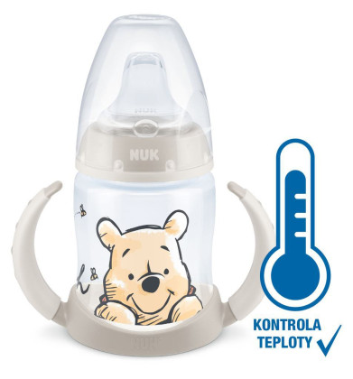 Kojenecká láhev na učení NUK Medvídek Pú s kontrolou teploty 150 ml