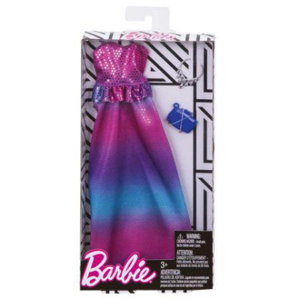 Barbie šaty s doplňky růžové šaty s modro-fialovo-růžovou sukní