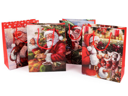 Vánoční dárková taška s glitry 32 x 26 x 10 cm Santa 4