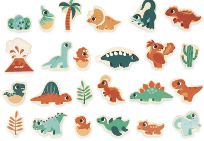 Dřevěné magnetky Dinosauři Dino 24 ks Janod
