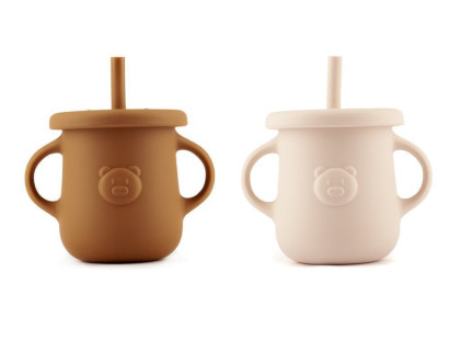 Silikonový hrnek s brčkem a oušky Kidnort Retter