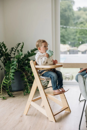 Dřevěná jídelní židlička Toby Plus s pultíkem a polstrováním Nature Freeon