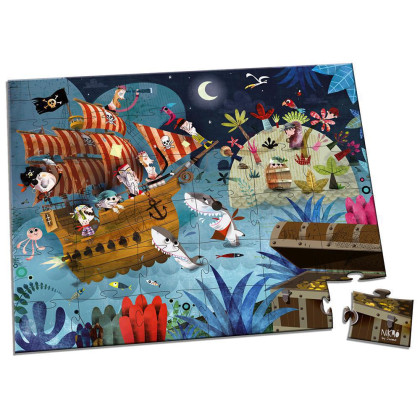 Dětské puzzle Lovci pokladů v kufříku 36 ks Janod