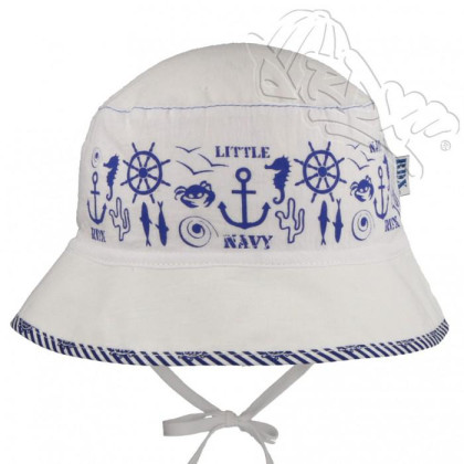 Letní klobouček na zavazování marine Bílý RDX