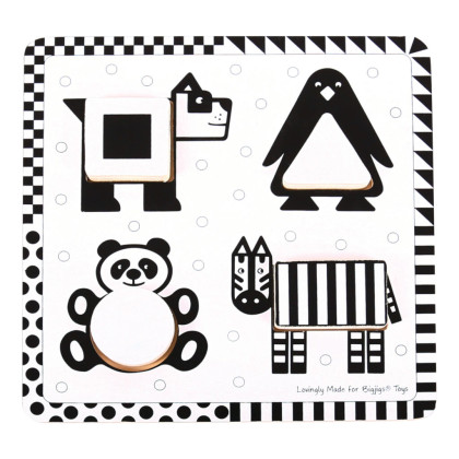 Dřevěné vkládací puzzle černobílé tvary 1 Bigjigs Toys