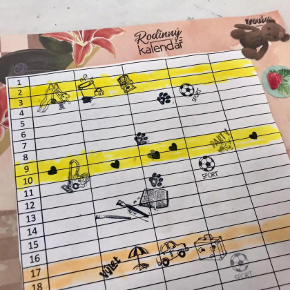 Diářová razítka Stampo Bullet Journal 67 ks - Rodinný kalendář Aladine