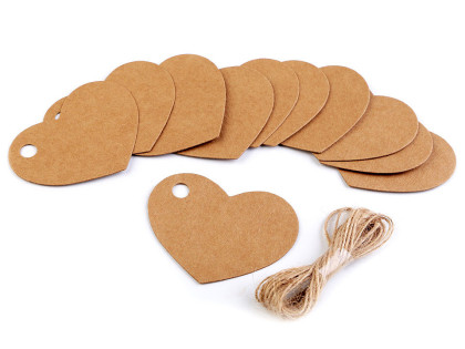Visačka/jmenovka s jutovým provázkem 10 ks 