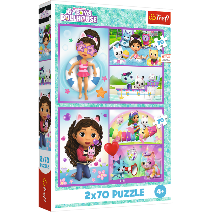 Puzzle Zahrajte si s Gabby 2 v 1 Gábinčin kouzelný domeček 2 x 70 dílků