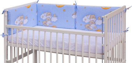 Mantinel do postýlky 4dílný - Mráček - 180 x 30 cm - modrý Scarlett