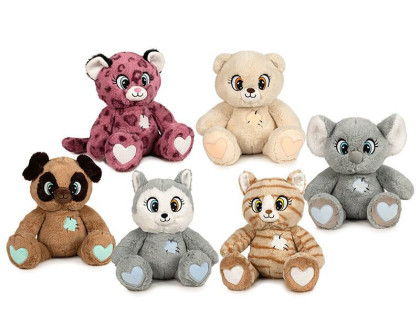 Zvířátka plyšová 25 cm sedící svítící ve tmě 