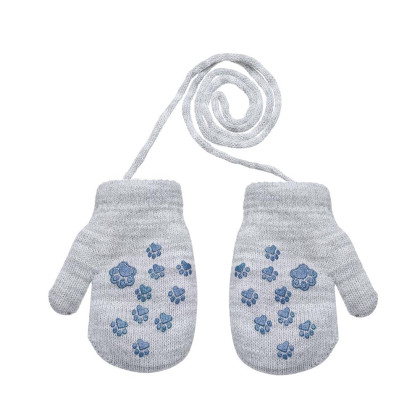 Zimní palcové zapletené rukavičky se šňůrkou tlapky 9 - 12 měsíců