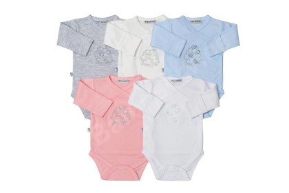 Bavlněné body dlouhý rukáv výšivka Ptáčci Baby Service