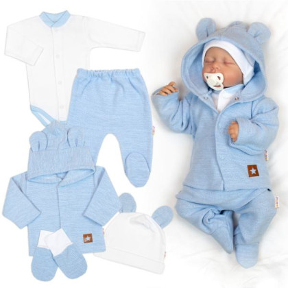 Pletená sada oblečení pro miminko Star 5dílná modrá Baby Nellys