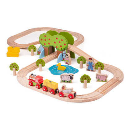 Dřevěná vláčkodráha farma Bigjigs Rail