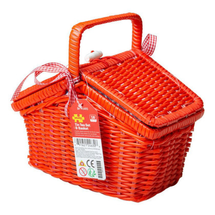Čajová puntíkovaná sada v piknikovém koši Bigjigs Toys