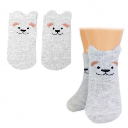 Bavlněné ponožky Pejsek 3D - šedé - 1 pár