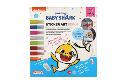 Okenní samolepky a omalovánky Baby Shark s barvami