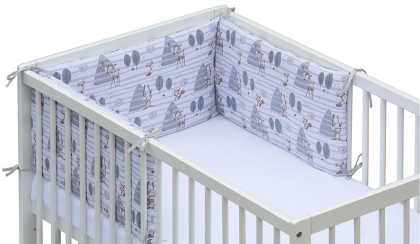 Mantinel do postýlky 4dílný - Scarlett Srneček - 180 x 30 cm - Šedá