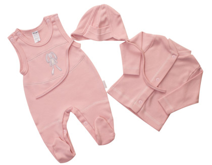 Souprava do porodnice 3 dílná Králíček MKcool Starorůžová